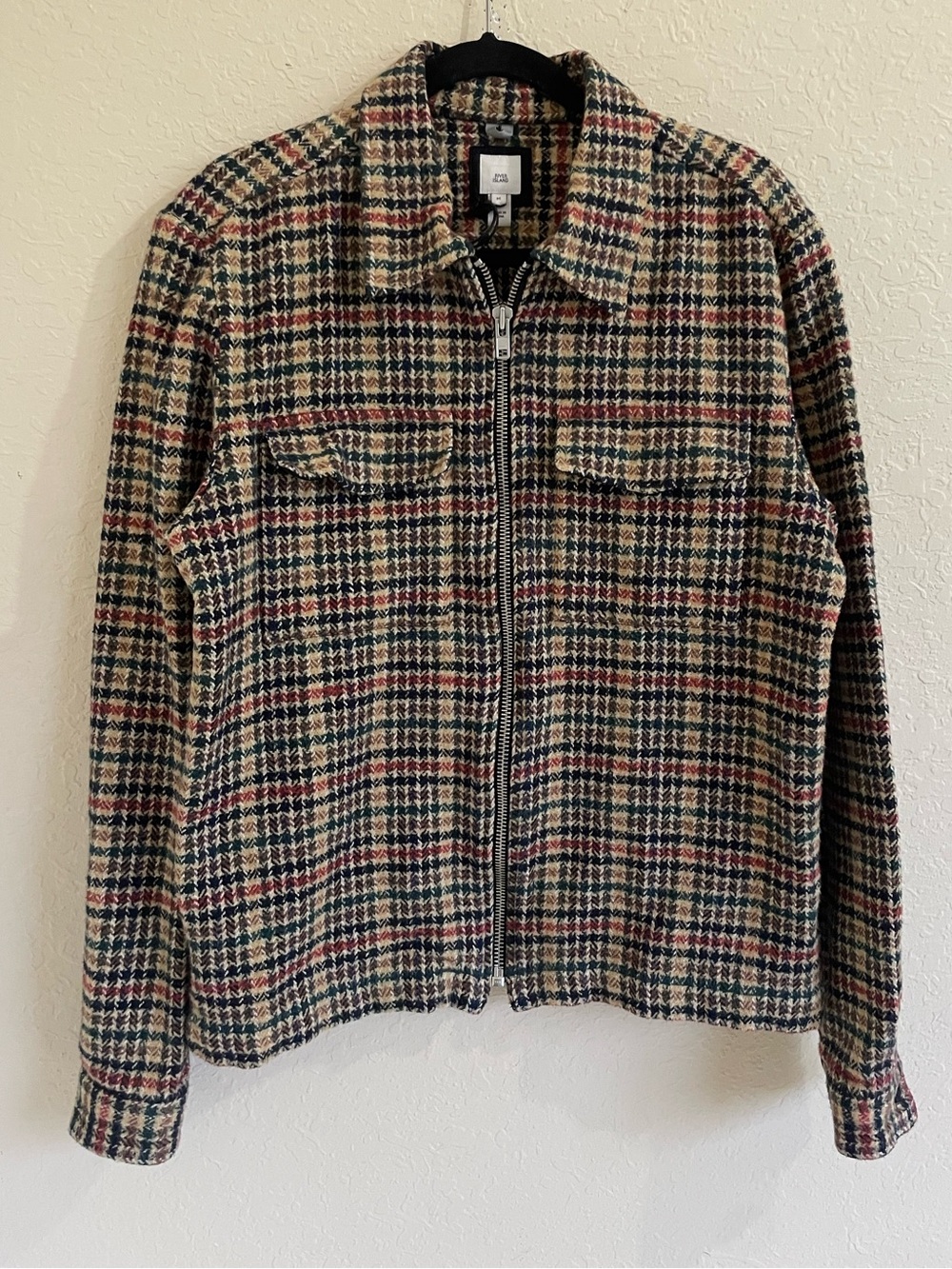 River Island Studio Men's Plaid Check Zip-Up Utility Jacket